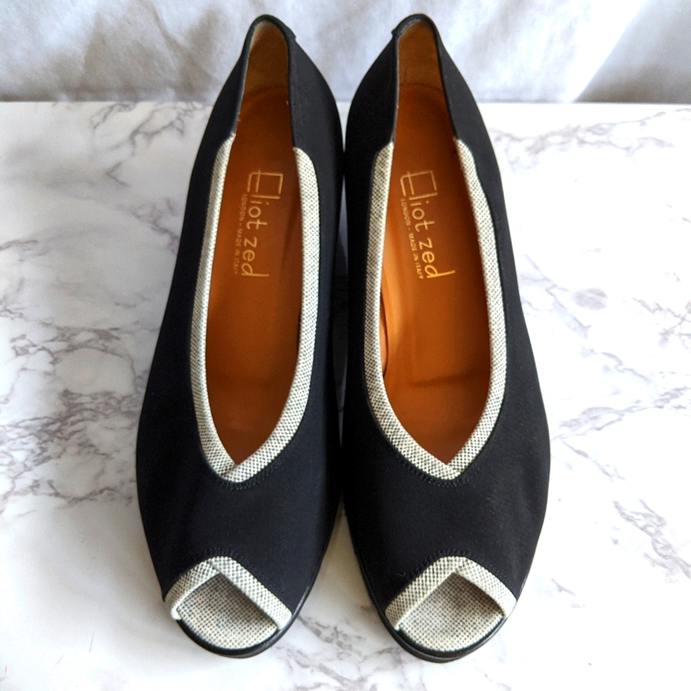 Eliot Zed Wedge Black Peep Toe Shoes.  Size 39